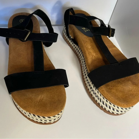 Rouge, helium,9, black and white, braided, 2.5 inch espadrille platform sandals - Picture 3 of 8